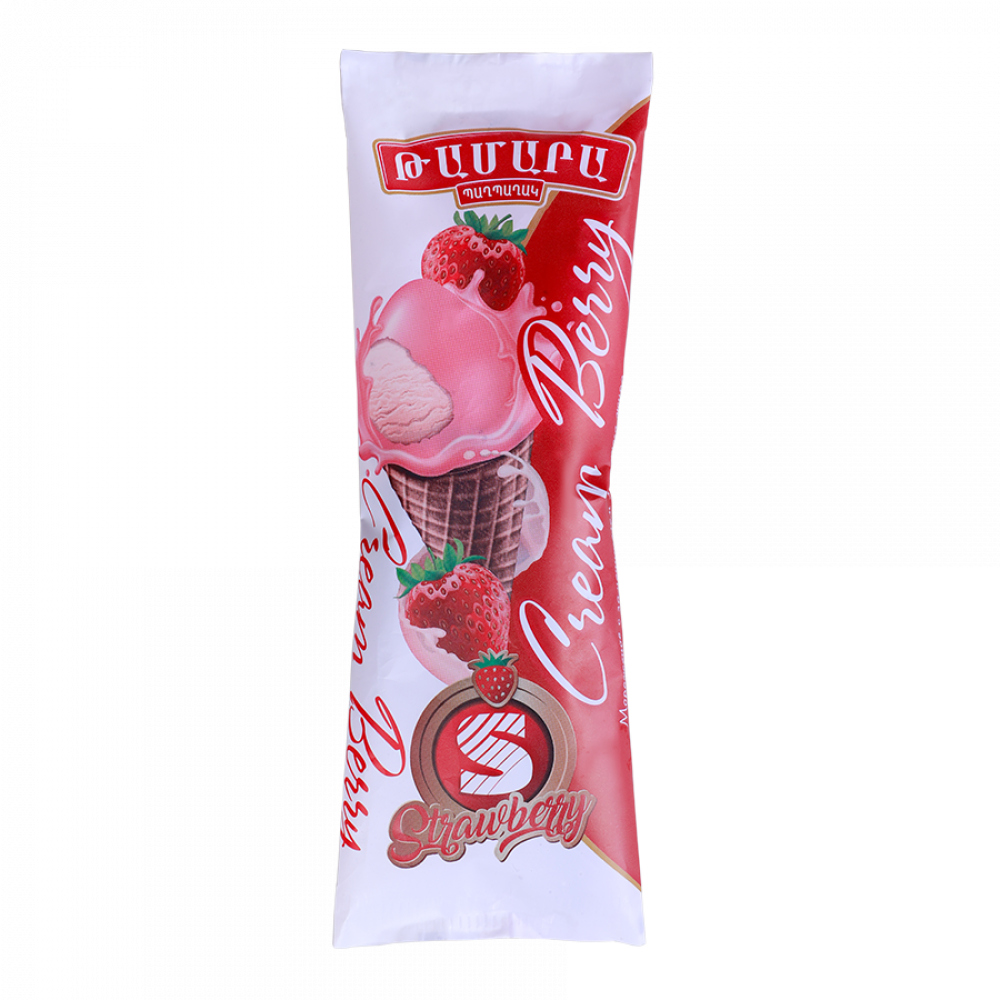 «Cream berry» վաֆլե կոն, վանիլային, ելակի ջնարակով